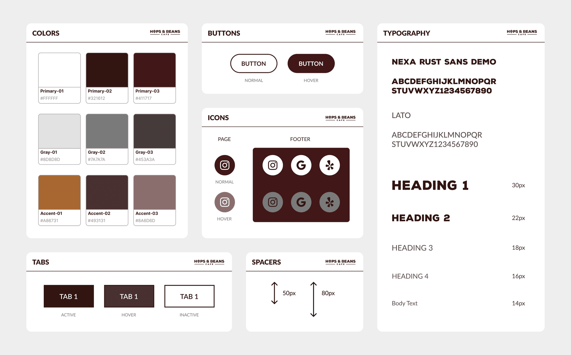 Hops & Beans Website Visual Design Elements